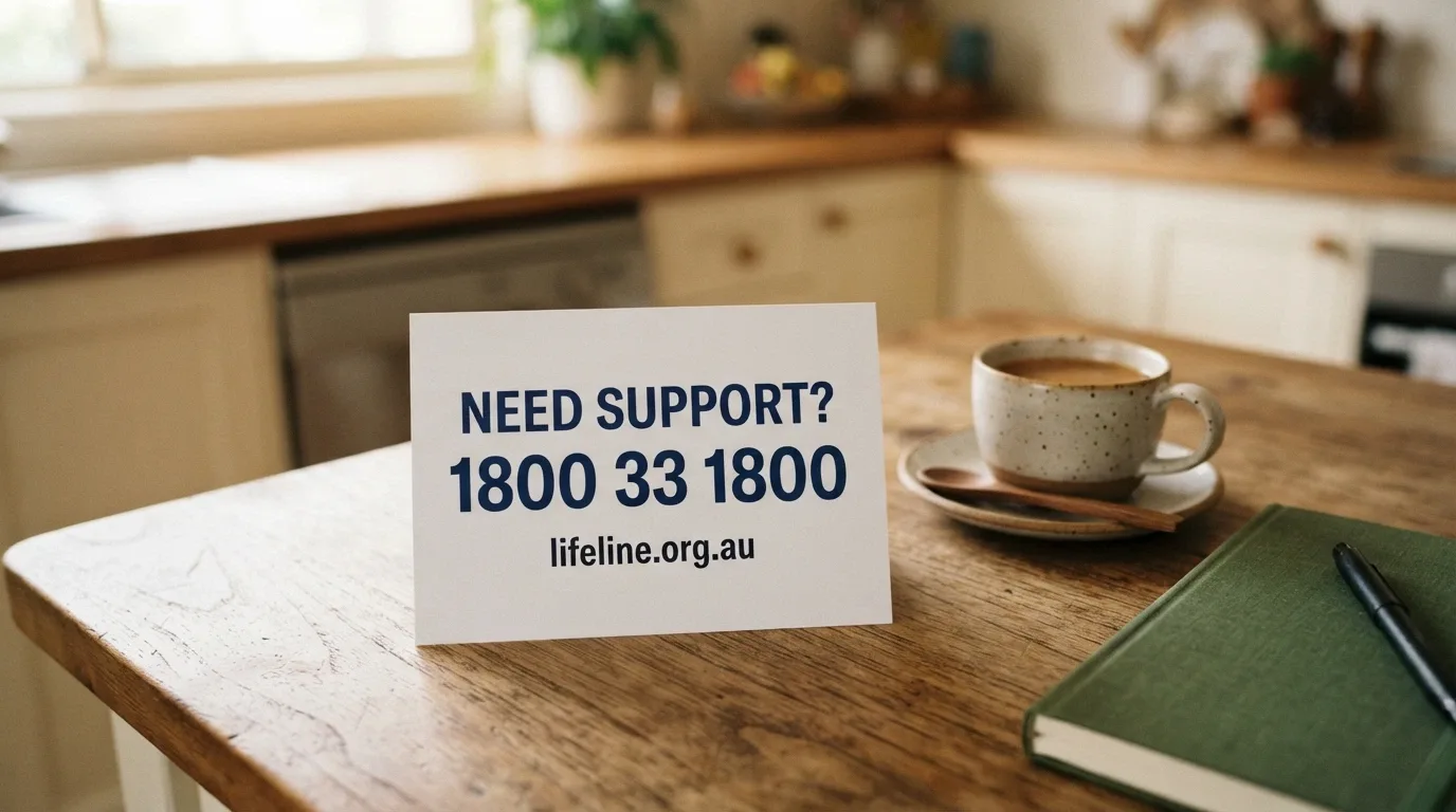 A close-up of a card or screen showing the National Gambling Helpline number 1800 858 858 alongside the BetStop website address